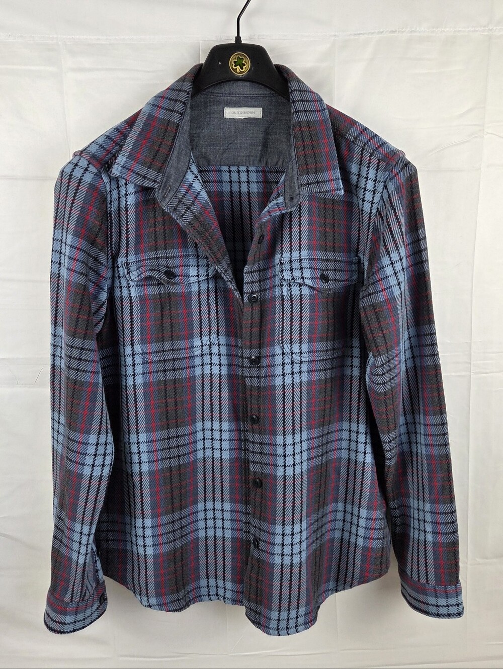 The Outerknown Blanket Shirt Womens Large Flannel Blue Organic Cotton